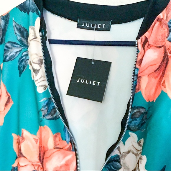 LAST1️⃣Juliet•Green Floral Full Zip Bomber Jacket - Picture 5 of 7